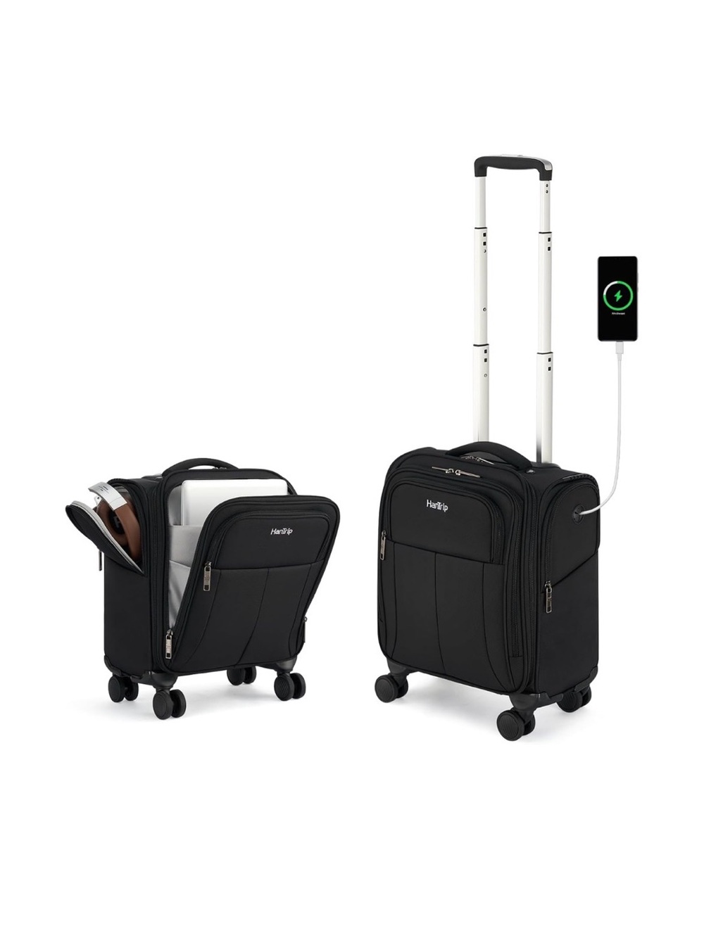 16 Inch Underseat Carry On Luggage with Wheels Softside Small Suitcases